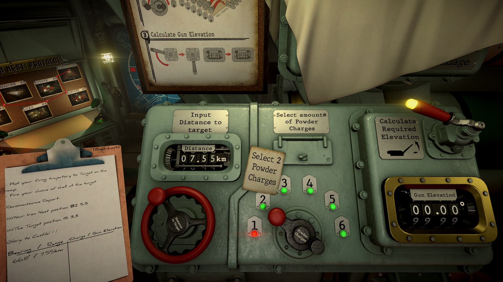 IRON NEST control panel with powder charge selection and distance input