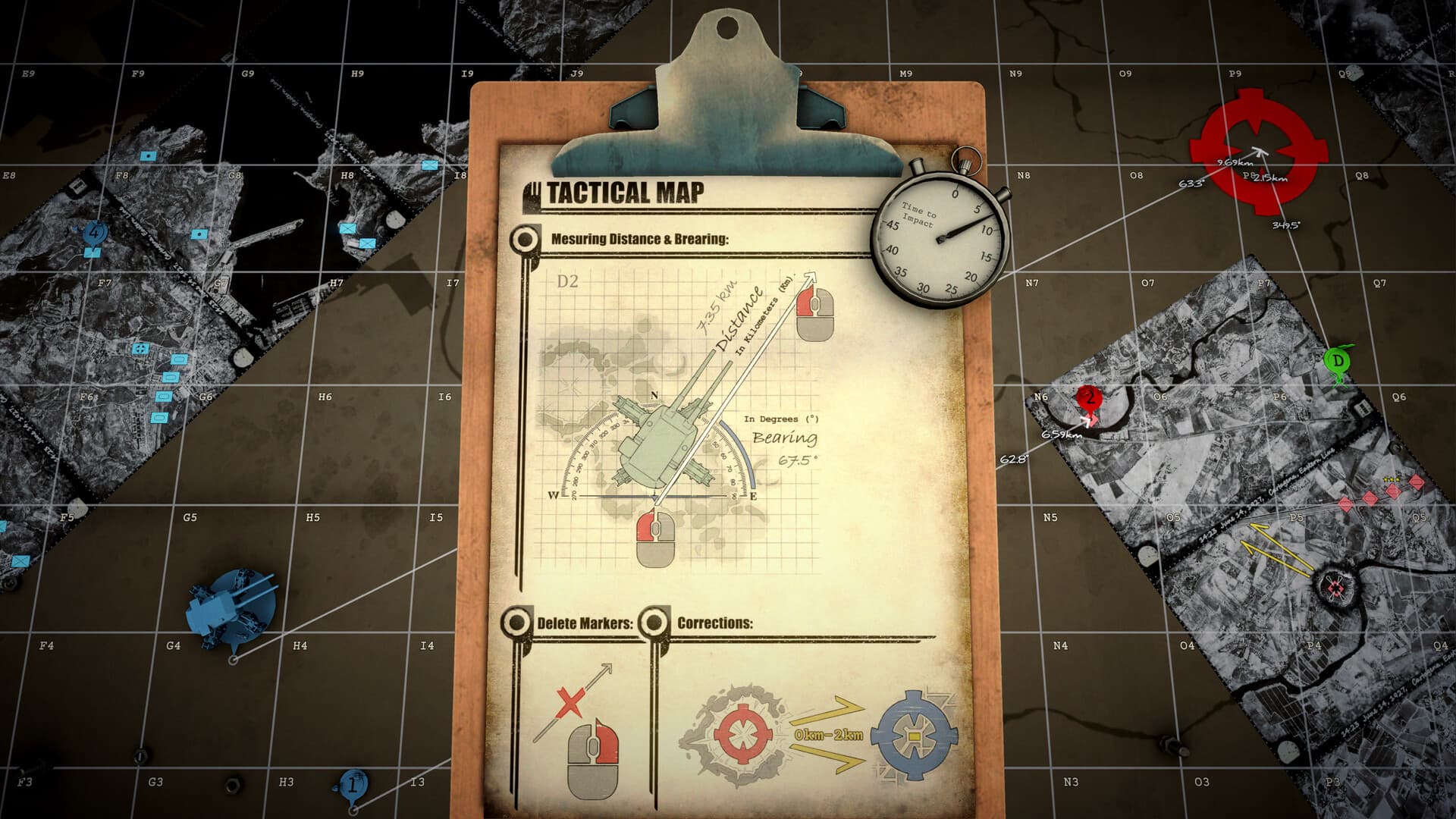 IRON NEST tactical map with clipboard and reconnaissance photos