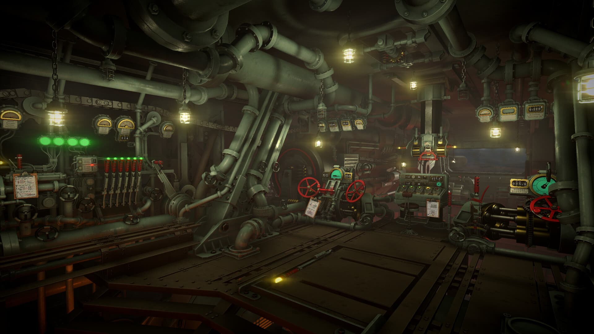 IRON NEST turret interior with firing controls and pipework